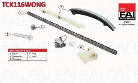 Ланцюг ГРМ, комплект FAI TCK116WONG