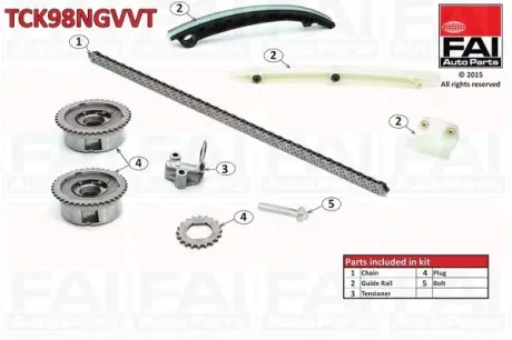 OPEL К-кт ланцюга ГРМ Astra J,Corsa D,E,Insignia,Meriva B,Mokka,Zafira Tourer 1.2/1.4 FAI TCK98NGVVT