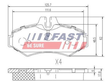 КОЛОДКИ ГАЛЬМІВНІ MERCEDES SPRINTER 95> 901-905 ЗАД FAST FT29014