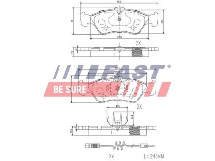 КОЛОДКИ ТОРМОЗНЫЕ MERCEDES SPRINTER 95> 901-905 ЗАД 2-ДАТЧИКА FAST FT29018