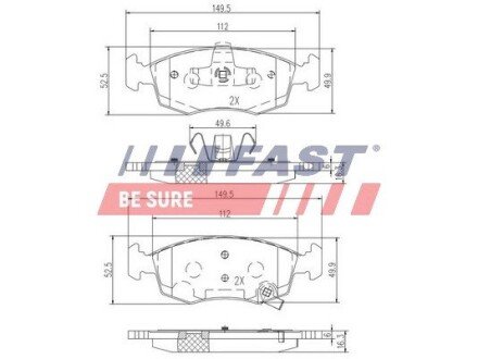 КОЛОДКИ ГАЛЬМІВНІ FIAT PANDA 12> ПЕРЕД БЕЗ ДАТЧИКА FAST FT29042