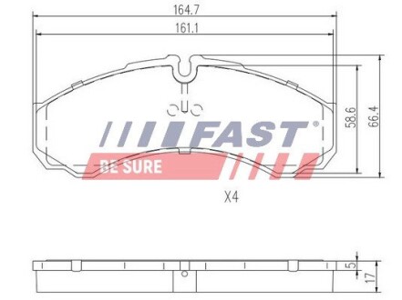 Колодки гальмівні дискові передні комплект IVECO DAILY E2 96-99,DAILY E3 00-05,DAILY E4 06-11,DAILY II c бортовой платформо FAST FT29091