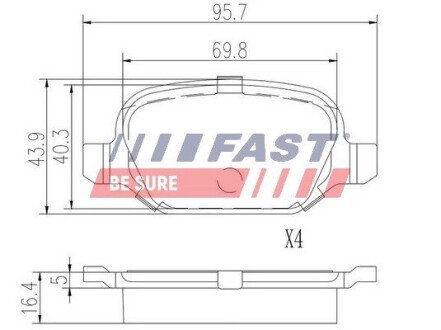 КОЛОДКИ ГАЛЬМІВНІ ALFA 147 /156 00> ЗАД FAST FT29104