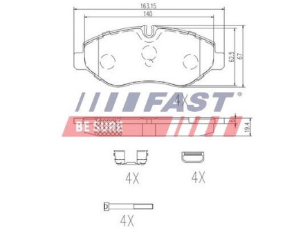 КОЛОДКИ ТОРМОЗ ПЕРЕД E4 35C14-16-18 FAST FT29135