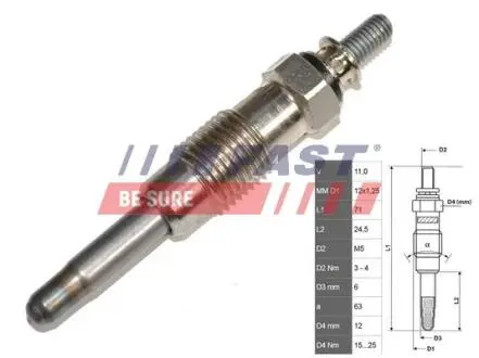 Свеча Накала 1.9td 94- FAST FT82710