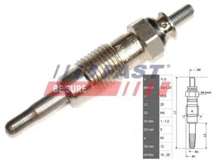 Свічка накалу 2.5 D/Td 94- FAST FT82722