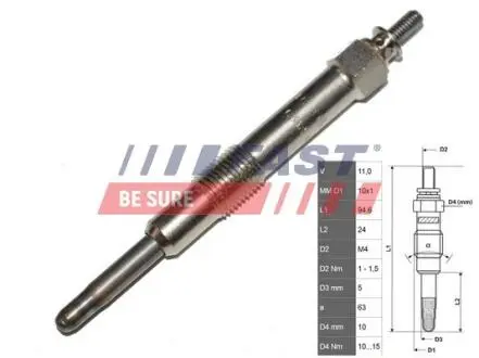 Свеча накаливания Alfa 147 /156 00 1.9 Jtd FAST FT82730