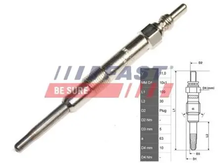 Свеча Накала 1.9jtd 8v 00- FAST FT82733