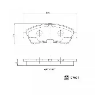 Комплект гальмівних колодок задн/передн, MITSUBISHI CANTER (FB7, FB8, FE7, FE8) VII, CANTER (FE5, FE6) VI 3.0/3.0D 10.01- FEBI BILSTEIN 177074