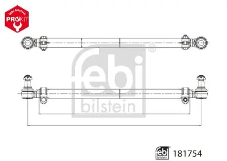 Рульова тяга поперечна (L-1716мм) DAF CF, CF 85, XD, XF 105, XF 106, XF II, XG, XG+ 10.05- FEBI BILSTEIN 181754