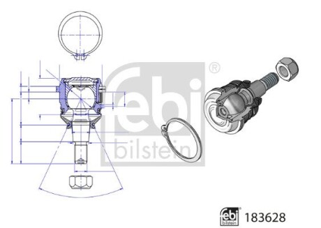 Опора шаровая (передняя/снизу)) Hyundai Accent IV 10-/Veloster 11-17 (d=40.3mm) FEBI BILSTEIN 183628