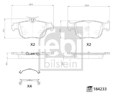 Колодки гальмівні (задні) Audi A3/Seat Leon/Skoda Octavia/VW Golf VIII 19-/Caddy 20- FEBI BILSTEIN 184233