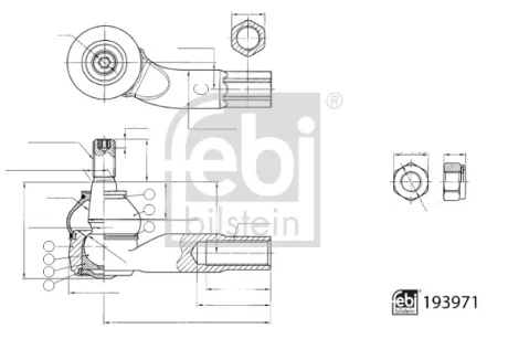 Рульовий наконечник Прав VW BORA, BORA I, FOX, GOLF IV, NEW BEETLE, POLO IV 1.2-3.2 08.97-08.14 FEBI BILSTEIN 193971
