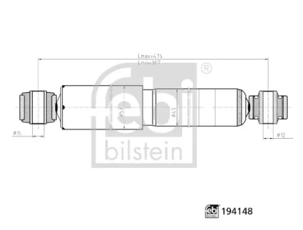 Амортизатор задн Лів/Прав VW CADDY III, CADDY III/MINIVAN, CADDY IV, CADDY IV/MINIVAN 1.0-2.0D 03.04-09.20 FEBI BILSTEIN 194148