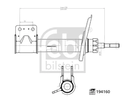 Амортизатор передн Прав CITROEN BERLINGO, BERLINGO MULTISPACE, BERLINGO/MINIVAN, PEUGEOT PARTNER, PARTNER TEPEE, PARTNER/MINIVAN 1.2-Electric 04.08- FEBI BILSTEIN 194160