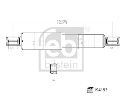 Амортизатор задн Лів/Прав NISSAN NAVARA, NP300, PICK UP 2.3D-3.2D 09.85- FEBI BILSTEIN 194193