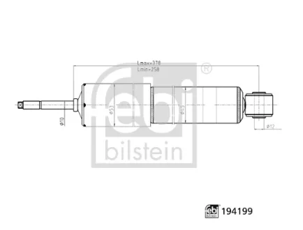 Амортизатор передн Лів/Прав ISUZU D-MAX I NISSAN NV400 2.3D/2.5D/3.0D 05.02- FEBI BILSTEIN 194199