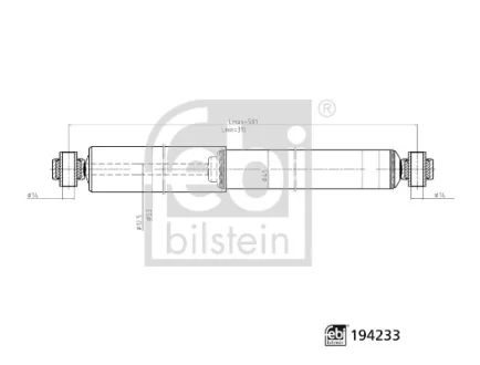 Амортизатор задн Лів/Прав MERCEDES SPRINTER 3,5-T (B906), SPRINTER 3-T (B906), SPRINTER 4,6-T (B906), SPRINTER 5-T (B906) VW CRAFTER 30-35, CRAFTER 30-50 1.8-3.5 04.06-12.19 FEBI BILSTEIN 194233