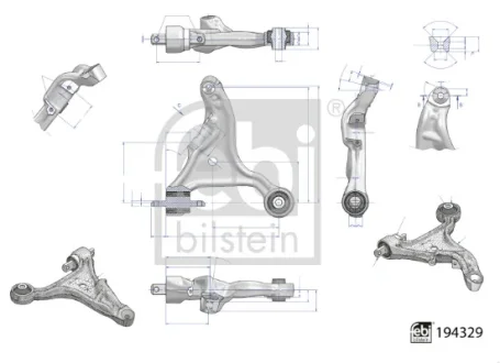 Важіль підвіски передній Лів VOLVO S60 I, V70 II 2.0-2.5D 11.99-04.10 FEBI BILSTEIN 194329