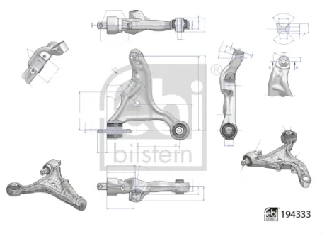 Важіль підвіски передній Прав VOLVO S60 I, V70 II 2.0-2.5D 11.99-04.10 FEBI BILSTEIN 194333