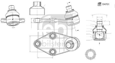 Шарова опора Прав (передн) (діаметр конуса 18mm) MG MG ZS 1.0/1.5/Electric 10.17- FEBI BILSTEIN 194701
