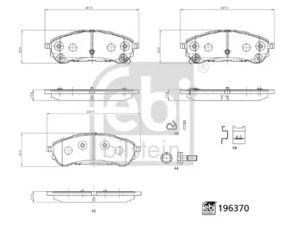 Комплект гальмівних колодок задн, FORD RANGER 2.0D 09.18- FEBI BILSTEIN 196370