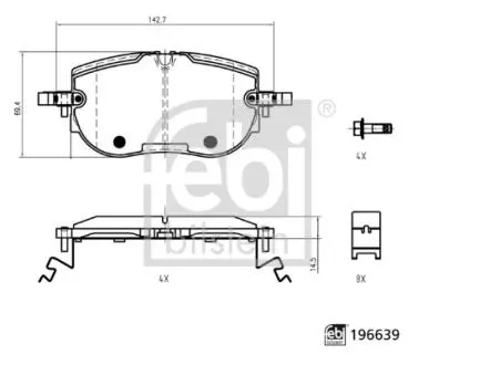 Комплект гальмівних колодок передн ((EN) for electric vehicles), AUDI Q4, CUPRA BORN, SKODA ENYAQ IV, VW ID.4, ID.5, ID.7 Electric 05.20- FEBI BILSTEIN 196639