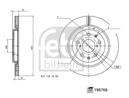 Диск гальмівний задн Лів/Прав BYD SEAL Electric 07.22- FEBI BILSTEIN 198768