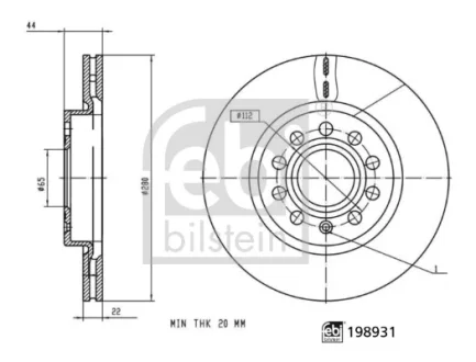 Диск гальмівний передн Лів/Прав MG MG 3 1.5H 02.24- FEBI BILSTEIN 198931