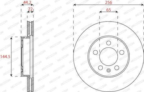 Диск гальмівний (передній) Audi A1/Seat Ibiza/VW Polo 17- (256x22) PRO FERODO DDF2663C (фото 1)