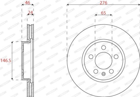 Диск гальмівний (передній) Audi A1/VW Polo 17- (276x24) FERODO DDF2664C