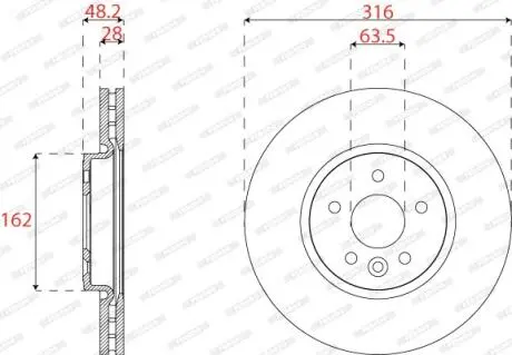 Диск гальмівний передн Лів/Прав JAGUAR XE, XF II 2.0/2.0D 03.15- FERODO DDF2794C
