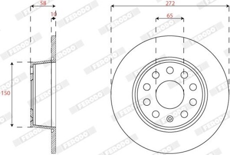 Диск тормозной (задний) Audi Q2/Skoda Karoq/Octavia 18- (272x10) PRO FERODO DDF2825C