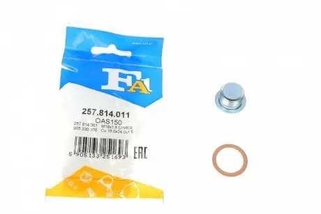 Болт слива оливы. BMW 5 (E60)/7 (E65)/X5 (E53/F15) (M18x1,5) FA1 Fischer Automotive One (FA1) 257.814.011
