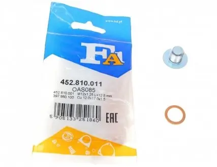 Болт зливу оливи + шайба Toyota Camry/Corolla/Lexus LS/Nissan Juke 86- (M12x1.25) FA1 Fischer Automotive One (FA1) 452.810.011