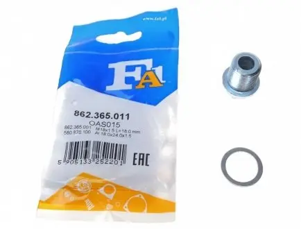 Болт слива оливы. Volvo 850/960/C30/C70/S40/S60/S80/S90/V40/V60/V70/V90 -12 (M18x1.5) FA1 Fischer Automotive One (FA1) 862.365.011