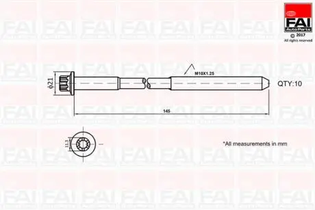 Набор болтов головки цилидров Fischer Automotive One (FA1) B1140