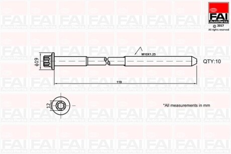 Набір болтів ГБЦ Fiat Punto 1.3D Multijet 09-/Opel Astra H/J 1.3CDTi 10- Fischer Automotive One (FA1) B1321