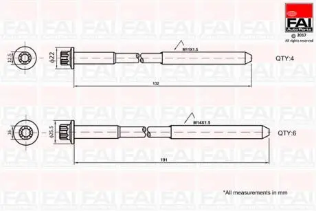 Набор болтов головки цилидров Fischer Automotive One (FA1) B1625