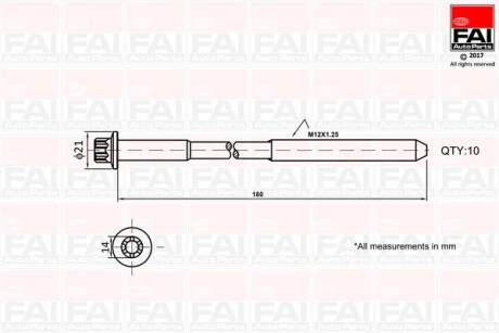 Набір болтів голівки циліндра LEXUS IS 220D 05- Fischer Automotive One (FA1) B2111 (фото 1)