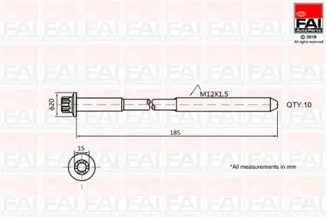 Болт головки циліндра Fischer Automotive One (FA1) B2129