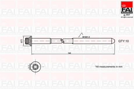 Набір болтів ГБЦ Ford Fiesta/Focus/Mondeo 1.25-1.6 98- Fischer Automotive One (FA1) B489