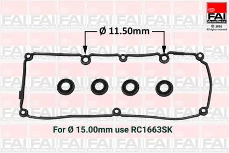 К-кт прокладки кришки клапанів VW GOLF 1.6TDI 09-16, PASSAT 1.6TDI 09-14 SKODA FABIA 1.6TDI 10-14, OCTAVIA 1.6TDI 09-13 Fischer Automotive One (FA1) RC1662SK