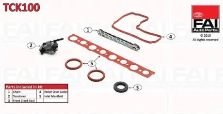 К-кт цепи ГРМ (с уплотнениями) Citroen 2.2HDi 08-/Ford 2.2 TDCi 08- Fischer Automotive One (FA1) TCK100
