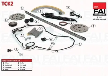 Р-кт цепи привода р/вала (с уплотнениями) Opel Astra G/Vectra B/C 2.2 16V/2.2Dti Fischer Automotive One (FA1) TCK2