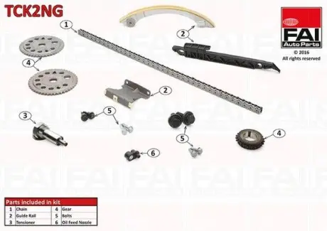 Р-кт цепи привода р/вала (без уплотнений) Opel Astra G/Vectra B/C 2.2 16V/2.2Dti Fischer Automotive One (FA1) TCK2NG