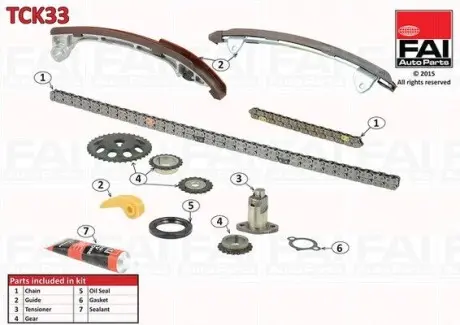 К-кт цепи ГРМ (с шестернями Toyota Avensis 2.4 03/Camry (V30) 2.0 01-/Rav 4 2.4 00- Fischer Automotive One (FA1) TCK33