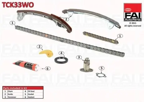 К-кт цепи ГРМ (без шестерен и механизма) Toyota Avensis 2.4 03-/Camry (V30) 2.0 01-/Rav 4 2.4 00- Fischer Automotive One (FA1) TCK33WO