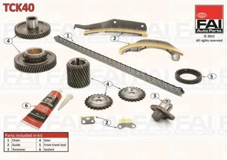 К-кт ланцюга ГРМ(з шестернею) Mitsubishi Pajero (V6) 3.2 00-/(V8) 3.2 06- Fischer Automotive One (FA1) TCK40