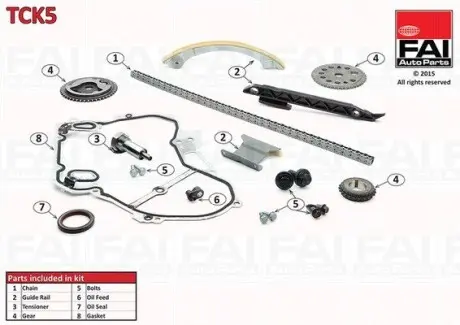 К-кт цепи ГРМ (с шестернями и уплотнениями) Opel Signum/Vectra C Mk II Zafira Mk II (M75) 2.2/2.2 Direct 2003- Fischer Automotive One (FA1) TCK5